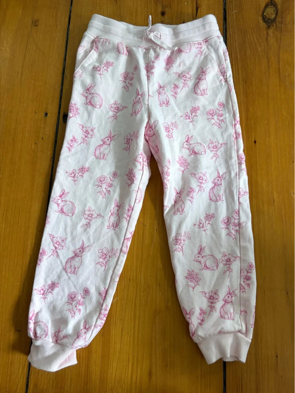 Janie and Jack SET - Pink Bunny Toile Collared Sweatshirt and Jogger, Size 5 Yr